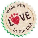 A made with love in the usa sticker.