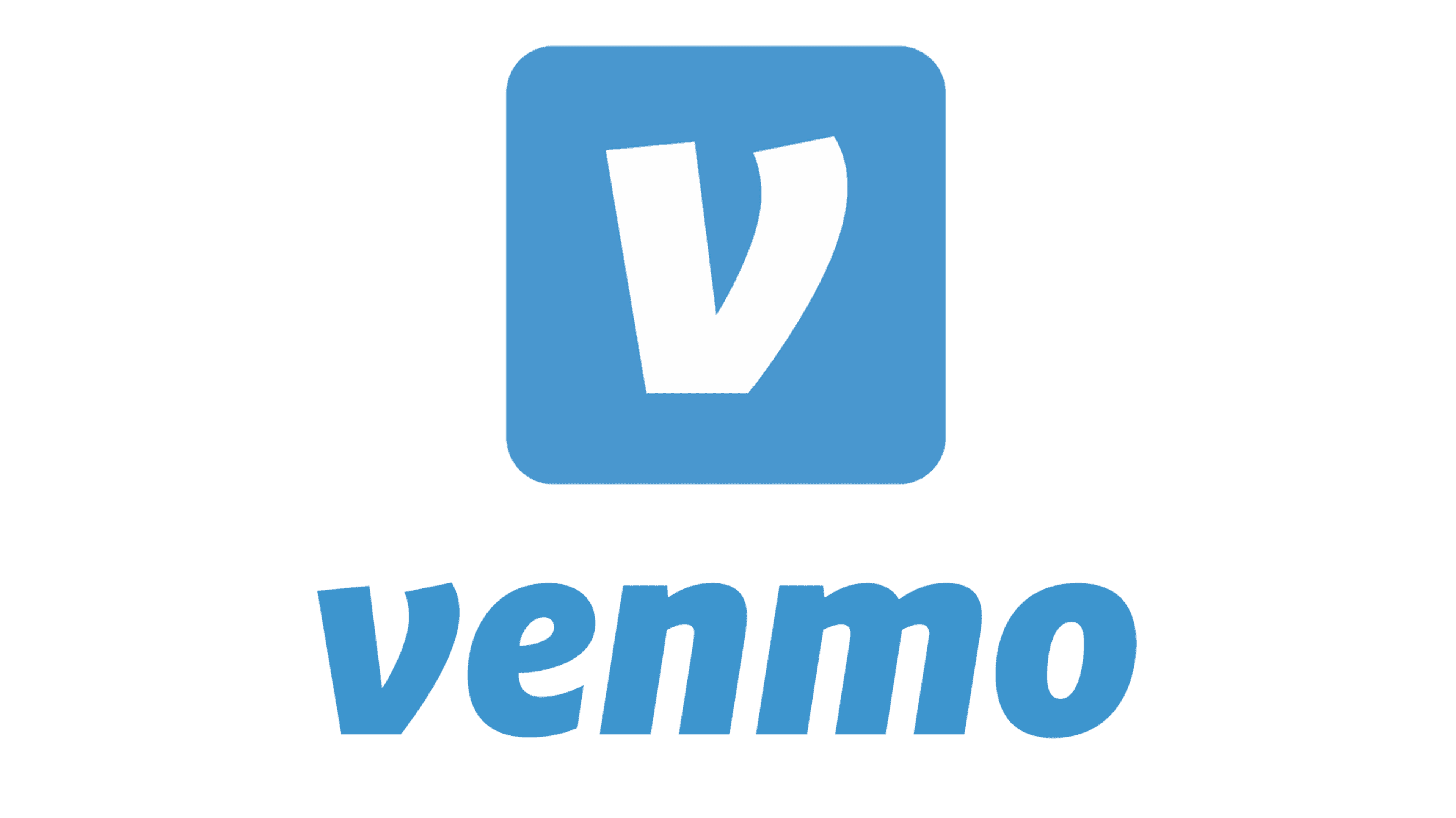 A blue and white logo for venmo.
